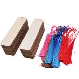 36 Pack Wood Blank Bookmarks, Wood Hanging Tags Rectangle Shape Blank Bookmark with Holes and 6 Colors Tassels for DIY Classroom Projects and Party Decor Gifts Tags