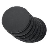 96 PCS Round Slate Drink Coasters, 4 Inch Black Stone Coasters Bulk Cup Coaster Set with Anti-Scratch Bottom for Bar Kitchen Home Apartment