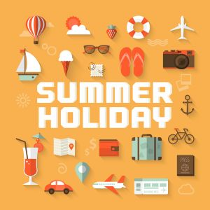 ภาพเวกเตอร์   -  วันหยุดฤดูร้อน   (สามารถ ดาวน์โหลดภาพ ประกอบนี้ได้ฟรี)---Summer Holiday Flat Vector Poster (Free Download Illustrations)