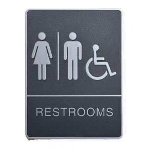 ป้ายห้องน้ำผู้พิการ  เพศหญิง/เพศชาย ,พร้อมอักษรเบรลล์ ,  วัสดุ ABS --- Male / Female / Disabled, Toilet, Restroom Signs With Braille, ABS New Material