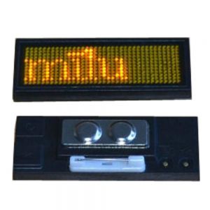 ป้ายชื่อ ไฟวิ่ง LED,สีเหลือง  (102 x 33 x 5 ม.ม.) --- Yellow LED Name Badge Whit Scrolling Message (102 x 33 x 5mm)