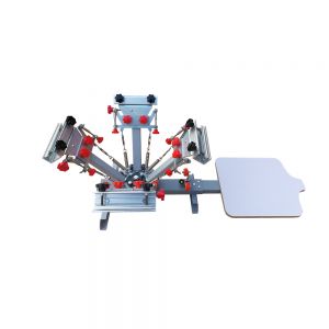 เครื่องกดการพิมพ์ซิลค์สกรีน 4สี 1สถานี พร้อมการลงทะเบียนขนาดเล็ก    4 Color 1 Station Silk Screen Printing Press Machine with Micro Registration