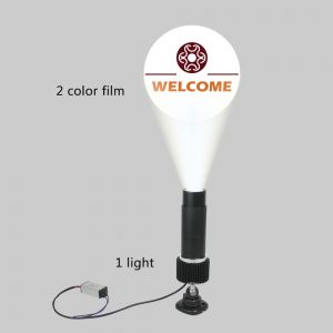 US Stock, 15W Outdoor Black Desktop or Mountable LED Gobo Projector Advertising Logo Light (with Custom 2 Colors Static Glass Gobos)