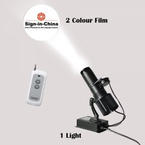 30W Indoor Black Remote Control LED Gobo Projector Advertising Logo Light (with Custom 2 Colors Rotating Glass Gobos) 