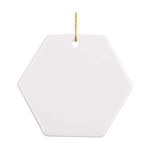 3" Hexagon Ceramic Ornament