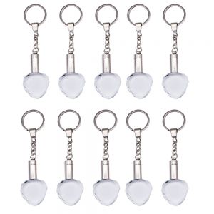 10 Pack Crystal Key Rings Personalized Crystal Heart Keychain with LED Blue Light For Party Gifts 