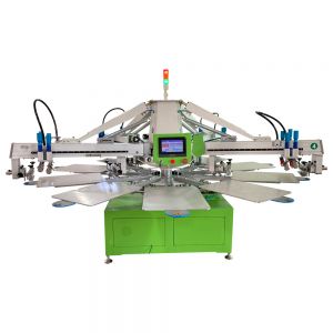 US Stock Automatic 4 Color 10 Stations T-shirt Silk Screen Printing Machine with 4pc Ir flash dryer Serigraphie Equipment