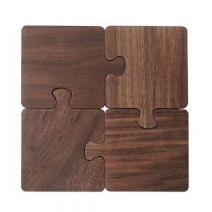 Wooden Jigsaw Coaster Set Personalized Puzzle Coaster Set for Party Decoration Props, Birthday, Housewarming Gift, Set of 4
