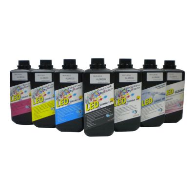 หมึกพิมพ์ UV แบรนด์  "Curable LED", CRM     สำหรับหัวพิมพ์    Ricoh   GEN4 GEN5 --- CRM Flat Media LED UV Curable Ink for Ricoh GEN4 GEN5 Printhead Printer