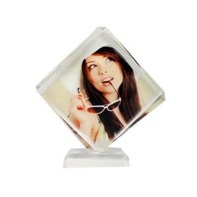 คริสตัลเปล่า (เคลือบระเหิด/Sublimation)สำหรับ พิมพ์ภาพถ่ายโอนความร้อน --- Sublimation Coating Blank Crystal Fan Shape