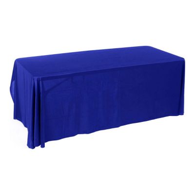 ผ้าคลุมโต๊ะ ขนาดความยาว 6ฟุต(3) ตัดเย็บมุมโค้ง ,สีน้ำเงิน สำหรับรองรับการพิมพ์โดยผู้ใช้งาน โดยใช้เทคโนโลยีการพิมพ์รูปแบบ sublimation---6ft(3) Full Length Sides Rounded Corner Table Throws Blue