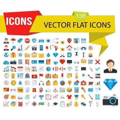ภาพเวกเตอร์ ,ไอคอน -  อุปกรณ์ที่ใช้ใน สำหนักงาน  ( สามารถ ดาวน์โหลดได้ฟรี)---Office Vector Flat Icon Set (Free Download)