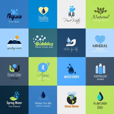 ภาพเวกเตอร์ - ป้ายสัญลักษณ์โทนสีฟ้า เกี่ยวกับน้ำ  และสิ่งแวดล้อม รูปแบบต่างๆ ( สามารถ ดาวน์โหลดภาพประกอบนี้ ได้ฟรี)---Blue Water Environmental Signs Set Vector Illustrations (Free Download Illustrat