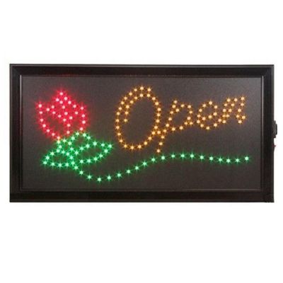 ป้ายไฟกระพริบ LED  สไตล์ไฟนีออน หรือป้ายไฟเชียร์, สัญลักษณ์    "OPEN Flower       (  ร้านค้าเปิดให้บริการแล้ว   )" ขนาด 19" x 10"  --- Bright Animated LED Neon 