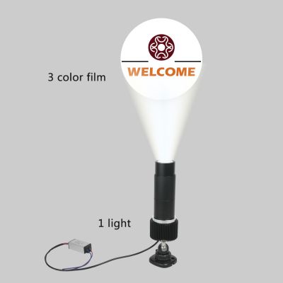 โปรเจ็คเตอร์โกโบ้ LED สีดำ 15 วัตต์ ( พร้อมแก้วโกโบ้คงที่ 3 สีแบบกำหนดเอง)---15W Black Desktop or Mountable LED Gobo Projector Advertising Logo Light (with Custom 3 Colors Static Glass Gobos)