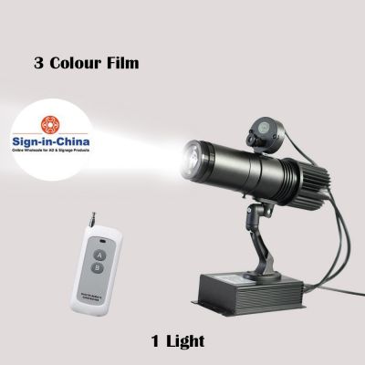 20W Indoor Black Remote Control LED Gobo Projector Advertising Logo Light (with Custom 3 Colors Rotating Glass Gobos)