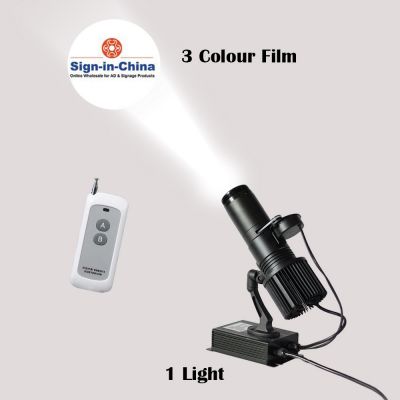 30W Indoor Black Remote Control LED Gobo Projector Advertising Logo Light (with Custom 3 Colors Rotating Glass Gobos) 
