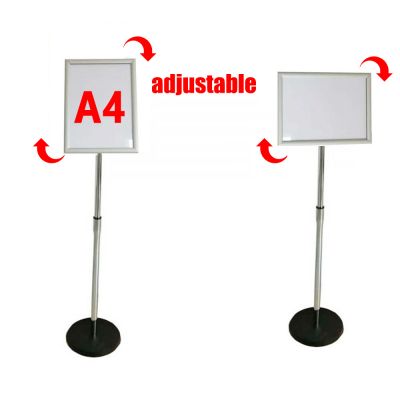 สแตนแบบตั้ง ปรับความสูงได้ สำหรับติดโปสเตอร์ขนาด A4 (A4 Size Pedestal Sign Stand Adjustable Height Vertical / Horizontal Display Frame)