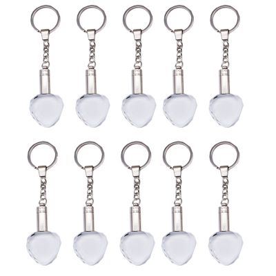 10 Pack Crystal Key Rings Personalized Crystal Heart Keychain with LED Blue Light For Party Gifts 