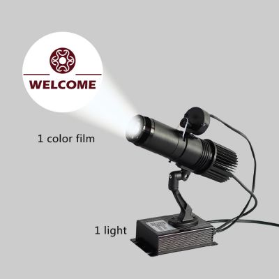 โปรจ็คเตอร์โกโบ้ LED ตั้งโต๊ะสีดำ 20 วัตต์(พร้อมแก้วโกโบ้หมุนได้ 1 สี กำหนดเอง)---20W Black  Desktop or Mountable LED Gobo Projector Advertising Logo Light (with Custom 1 Color Rotating Glass Gobos)