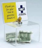 ตู้รับเหรียญ,พร้อมแผ่นป้ายและกุญแจล็อค (Acrylic Ballot & Coin Box)
