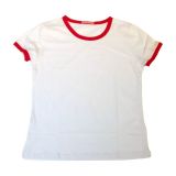 เสื้อยืดผ้าฝ้ายว่างเปล่าสำหรับผู้หญิงพร้อมขอบสี---Blank Women´s Combed Cotton T-Shirt with Rim Colorful