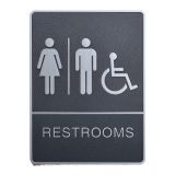 ป้ายห้องน้ำผู้พิการ เพศหญิง/เพศชาย ,พร้อมอักษรเบรลล์ , วัสดุ ABS --- Male / Female / Disabled, Toilet, Restroom Signs With Braille, ABS New Material