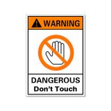 ป้ายเตือนป้องกันอุบัติเหตุ หรือป้ายเตือนอันตราย โปรดอย่าจับ,พร้อมกาวในตัว(กาวสติ๊กเกอร์),ขนาด 60x40ม.ม. --- Waterproof Warning Sign-Dangerous Don´t Touch, Safety Sticker 60x40mm