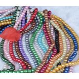 ลูกปัด  ไข่มุก     หลากสี    (10 ม.ม.)   --- Colorful Round Glass Pearl Beads 10mm