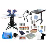 เครื่องสกรีนเสื้อ 4 สี , 4 แป้นสกรีน --- 4 Color 4 Station Screen Printing Kit