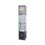81.1" Square Portable Aluminum Spiral Tower Display Case with Shelves, Top light and Clear Panels
