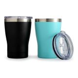10oz Stainless Steel Coffee Mugs Beer Tumbler with Sublimation Coating and Sliding Lid Tiffany Blue&Black