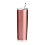 10pcs 20oz Sublimation Blank Skinny Tumbler Stainless Steel Insulated Water Bottle Double Wall Vacuum Travel Cup With Sealed Lid and Straw (Rose Glod)