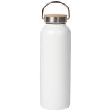 25 Pack Stainless Steel White Sport Water Bottle 17 oz w / Portable Bamboo Lid，Powder Coated