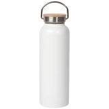 500ml/17.6oz Portable Bamboo Lid Powder Coated Stainless Steel Bottle White 10PCS/CTN