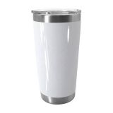 10pcs 20oz White Blank Sublimation Stainless Steel Beer Tumbler with Sliding Drinking Lid and Plastic Straw