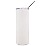 25 Pack 20oz Straight White Sublimation Tumbler Blanks w/ Straw and Flip Lid, Vacuum Insulated Double Layer 304 Stainless Steel Water Bottle