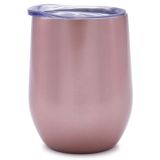25PCS 12oz Rose Gold Stainless Steel Red Wine Tumbler Mugs with Sublimation Coating and Direct Drinking Lid
