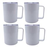 CALCA 25pcs Sublimation Blank  Stainless Steel Coffee Mugs Tumbler 12OZ White Double Wall with Handle and Sliding Lid Double Wall Vacuum Insulated for Cricut Mug Press Machine Heat Transfer Print
