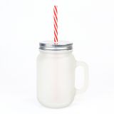 Calca 48 Packs 12oz Sublimation Frosted  Mason Jar Cup with Handle, Metal Lids & Plastic Straws