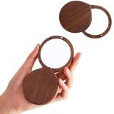 10PCS Wooden Small Mirror Handheld Makeup Mirror Portable Folding Hand Mirror