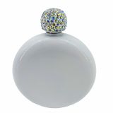 CALCA 5oz 304 Stainless Steel White Sublimation Round Hip Flasks with Rhinestone Lid