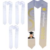 CALCA 10 Pieces 60 Inches White Sublimation Blanks Unisex Plain Graduation Stole, Satin Sash Graduation Honor Stole Scarf
