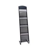 350x1520mm Brochure Literature Display Stand Magazine Rack 4 Pockets, Black