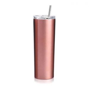 20oz Sublimation Blank Skinny Tumbler Stainless Steel Insulated Water Bottle Double Wall Vacuum Travel Cup With Sealed Lid and Straw (Rose Glod)