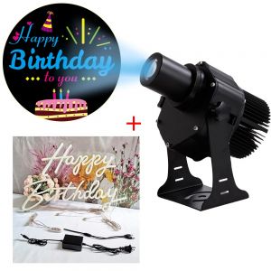 40W Outdoor LED Gobo Projector (with Happy Birthday Rotating Glass Gobos)+Happy Birthday Neon Sign