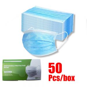 หน้ากากอนามัยกันฝุ่น 3ชั้น 50ชิ้น/แพ็ค---50pcs 3 Ply Ear Loop Disposable Face Mask Anti Dust Masks