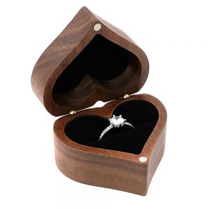 12PCS Heart Shaped Wood Blank Ring Box with Magnetic Retro Jewelry Wooden Storage Box For Couples Wooden Ring Box Jewelry Case Gifts