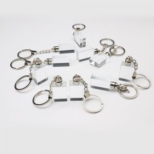 10 Pack Crystal Key Rings Personalized Crystal Rectangle Keychain with LED Blue Light For Party Gifts