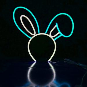 LED Neon Headband BLUE Rabbit, Size 25x14cm